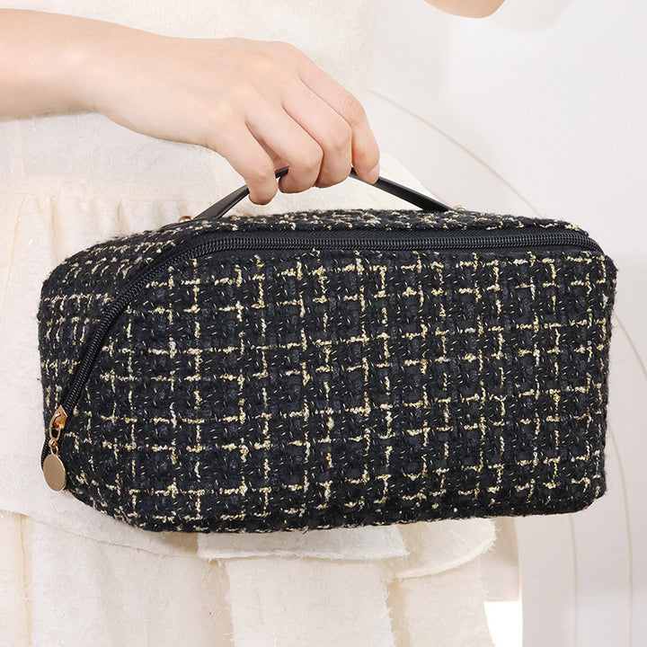 Cosmetic Organizer Bag with Luxurious Interior Layout and Elegant Fabric Design Bowlift