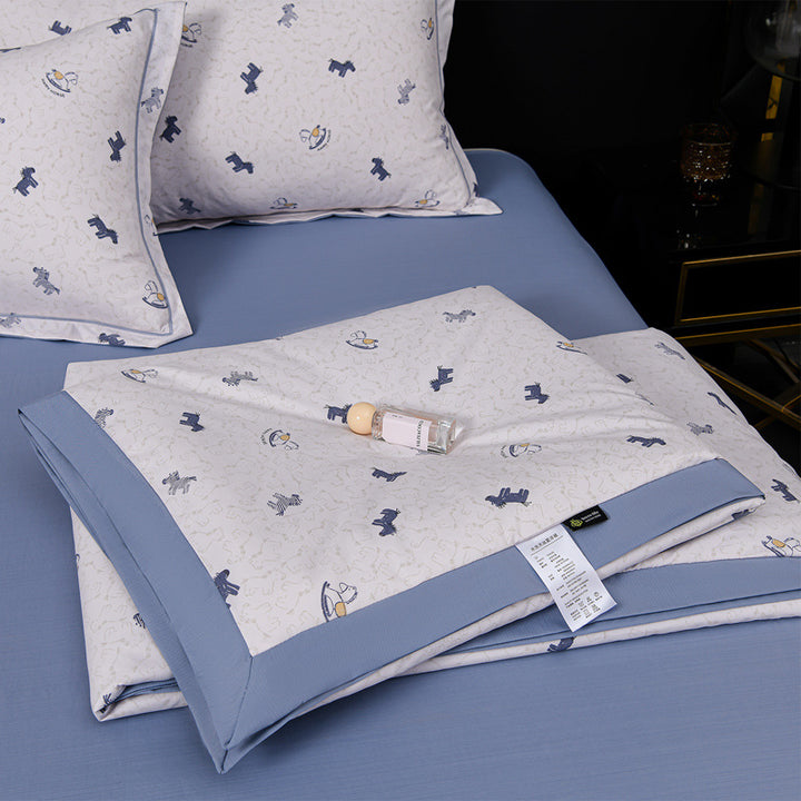 Floral Cotton Sateen Duvet Cover Set With Piped Border And Matching Pillow Shams