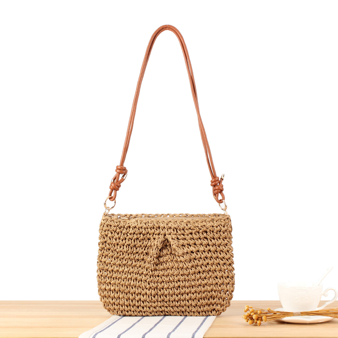 Handbag Made of Woven Natural Material with Adjustable Strap Bowlift