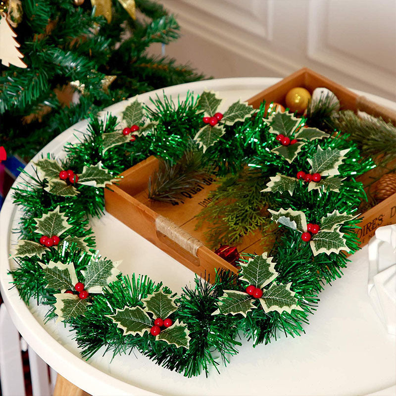 Decorative Christmas mistletoe branches with golden berries