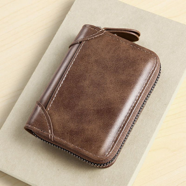 Premium Leather Zippered Wallet Bowlift