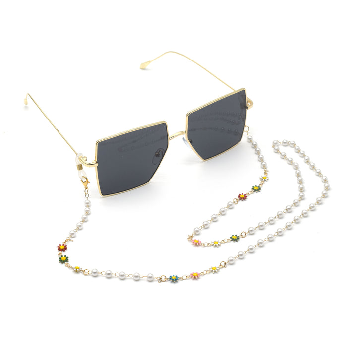 Elegant Pearl and Colorful Gemstone Eyewear Chain Bowlift
