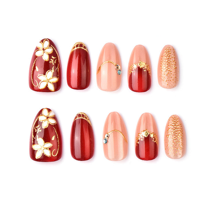 Decorative Floral Design Press-On Nails Bowlift