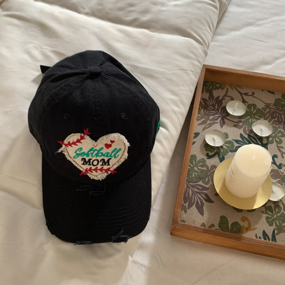 Women's Embroidered Softball Mom Cap Bowlift