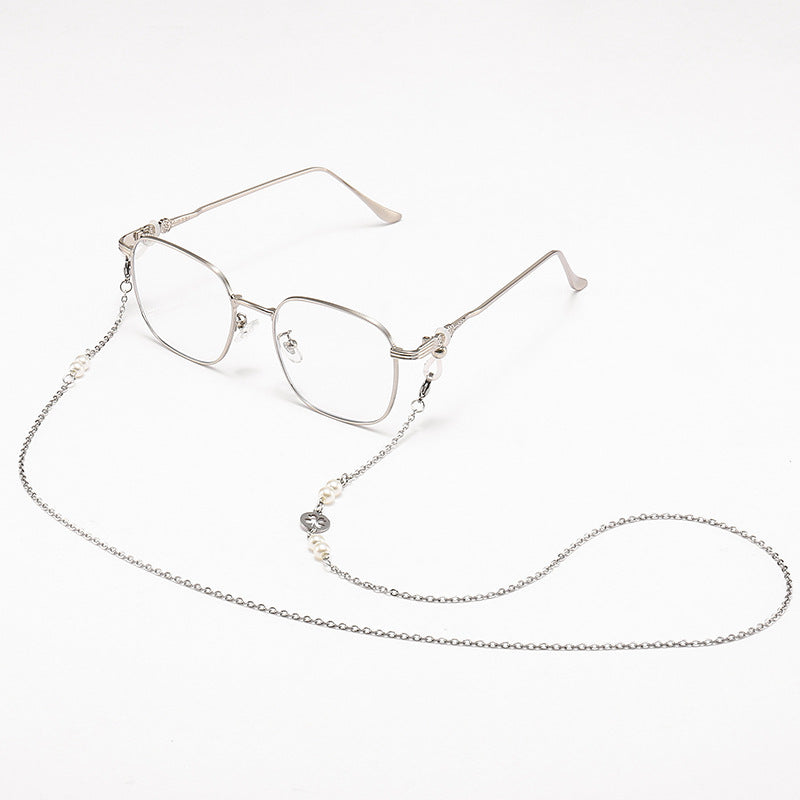 Chic Square Frame Glasses with Decorative Chain Bowlift