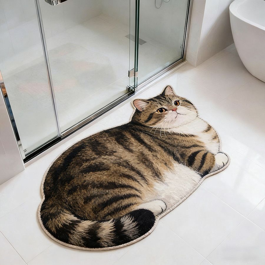 Cat-Shaped Bath Mat Bowlift