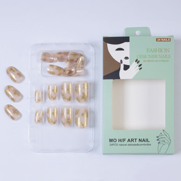 Artificial nails with elegant floral pattern Bowlift