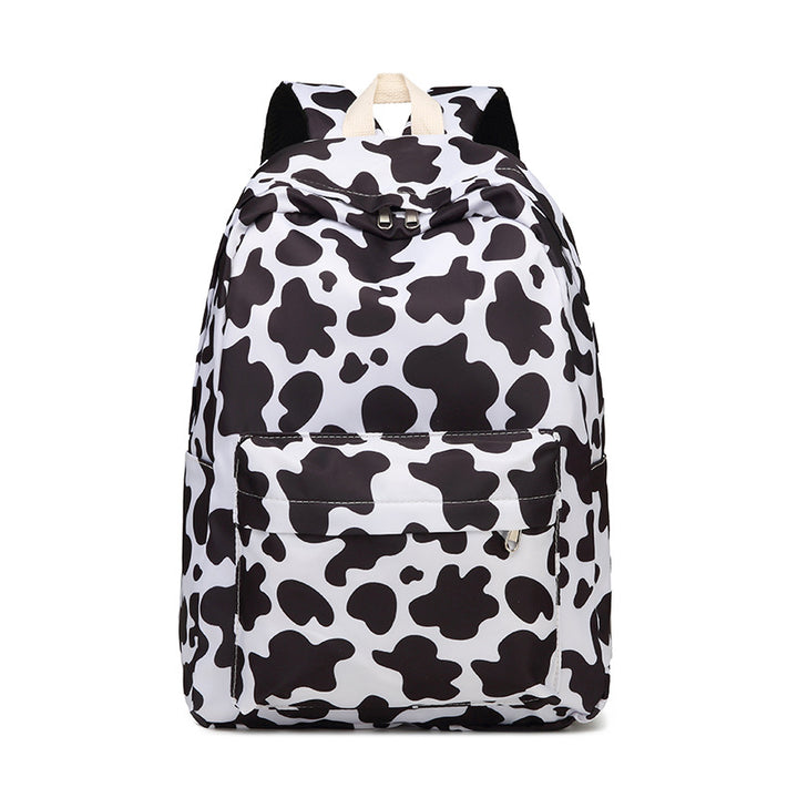 Stylish Cow Print Backpack and Accessory Set Bowlift