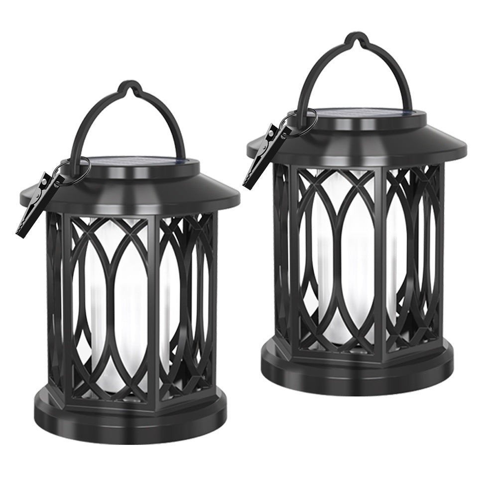 Decorative Solar Hanging Lantern With Metal Lattice Panels Bowlift