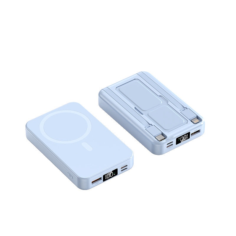 Portable power bank with integrated Qi charging function and digital capacity display Bowlift