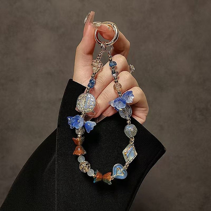 Decorative Flower-Themed Beaded Keychain Bowlift