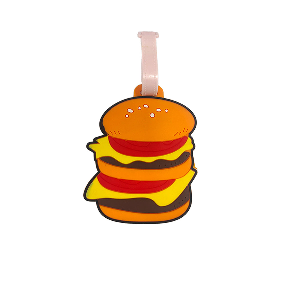 novelty burger shaped silicone luggage tag with flexible strap Bowlift