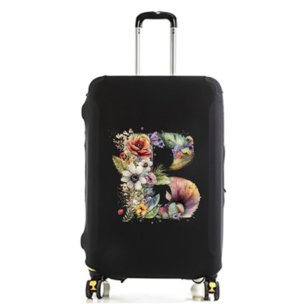 Women's Hard Shell Suitcase with Floral Initial Design Bowlift