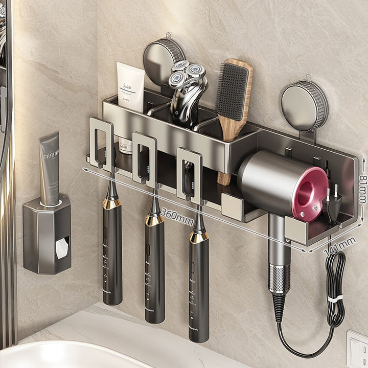 Wall-Mounted Hair Tool Organizer with Storage Compartment Bowlift