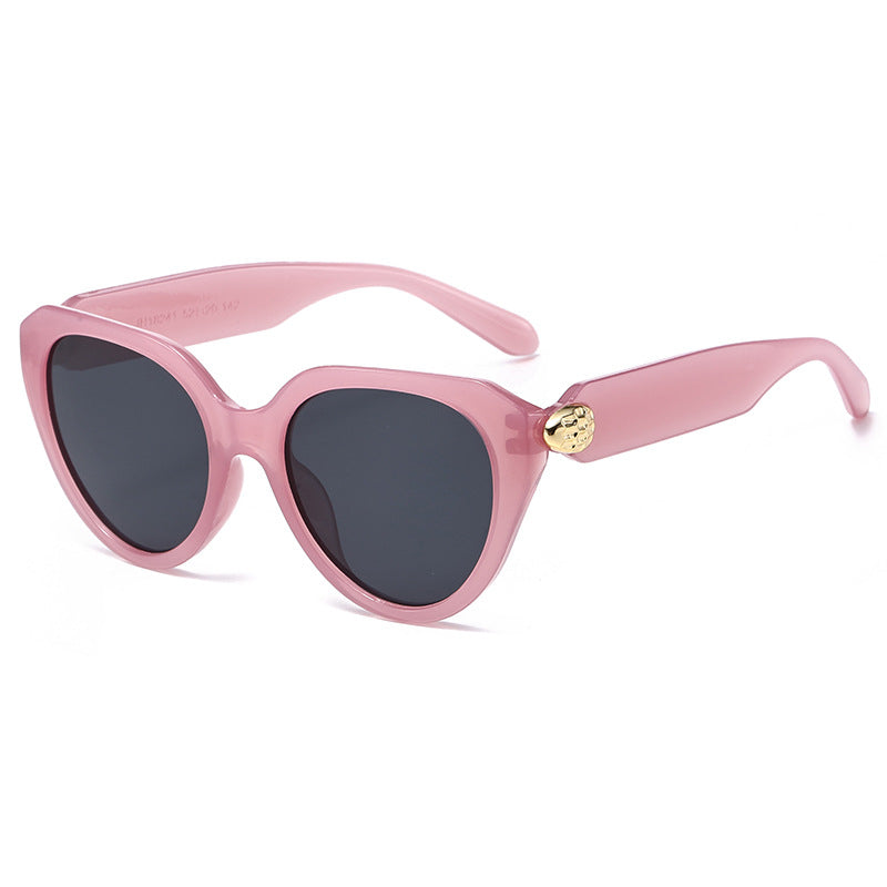 Ladies Cat-Eye Sunglasses with Golden Accents and Protective UV Filter Bowlift