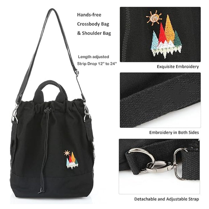 Leisure backpack with decorative embroidery and adjustable carrying system Bowlift