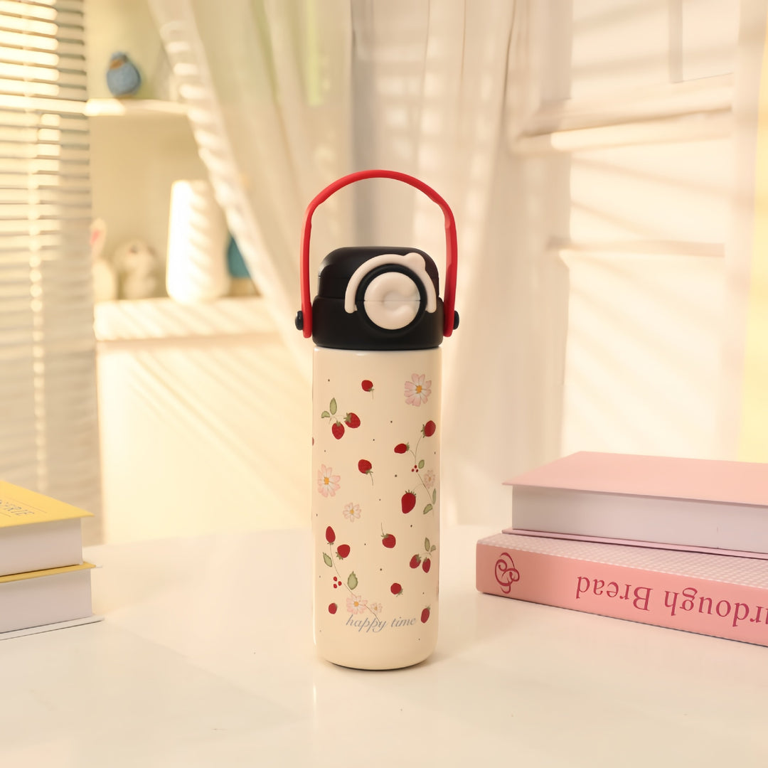 Insulated Stainless Steel Drink Bottle with Cheerful Flower Pattern Bowlift