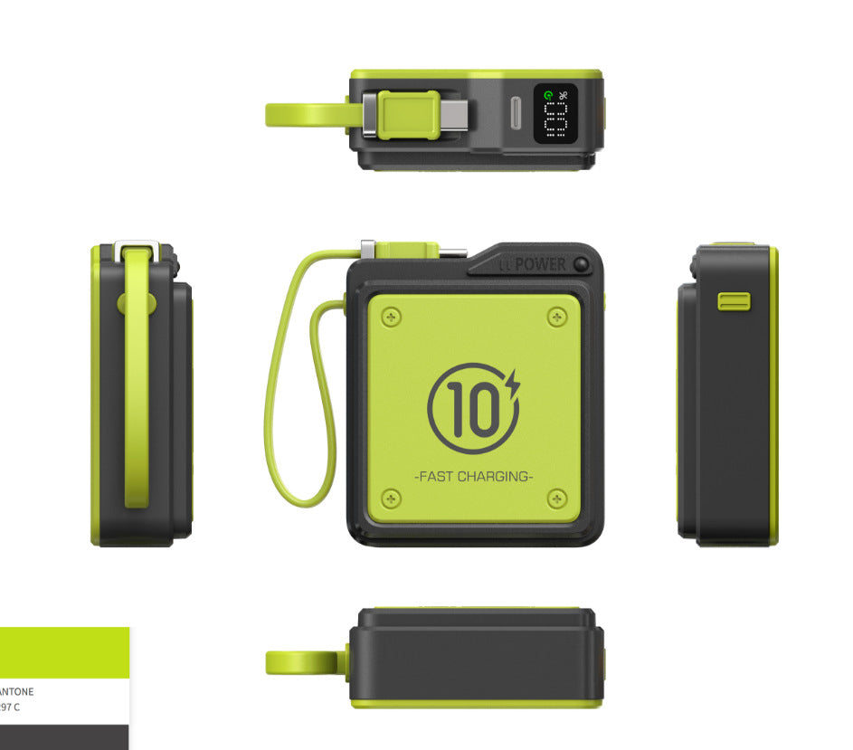 Compact fast charging power bank with digital charge level display Bowlift