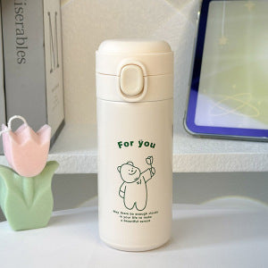 Women's Insulated Drinking Bottle with Secure Screw Cap and Elegant Flower Design Bowlift