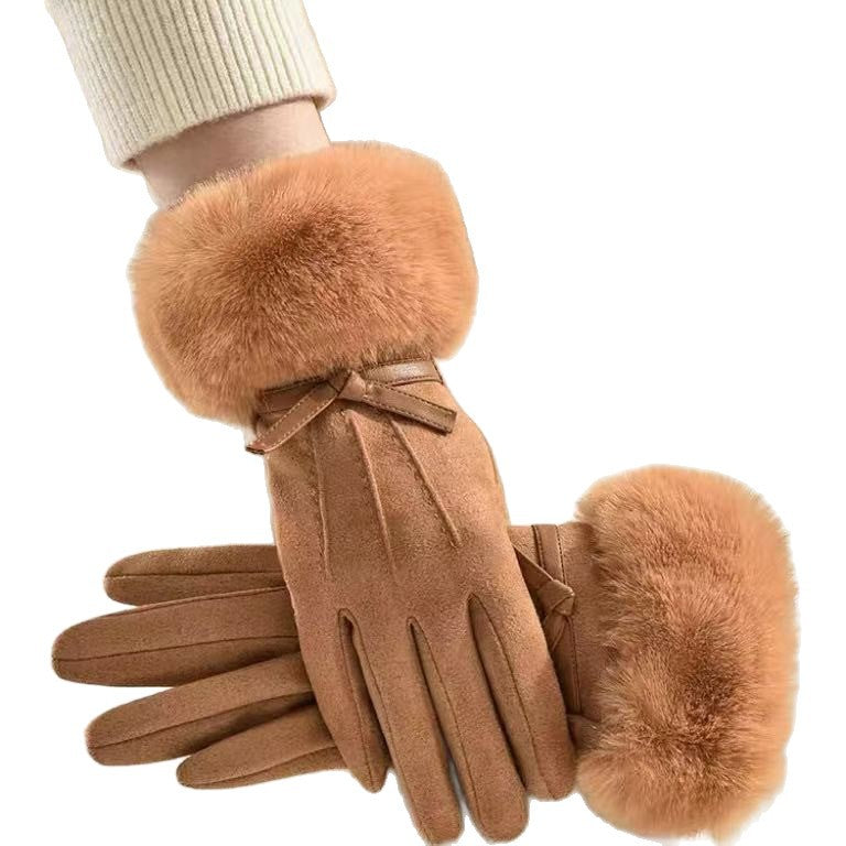 Plush Fur Cuff Gloves Bowlift