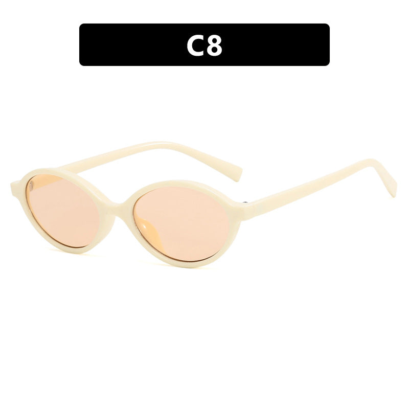 Women's fashionable oval sunglasses with curved frame and UV protection Bowlift
