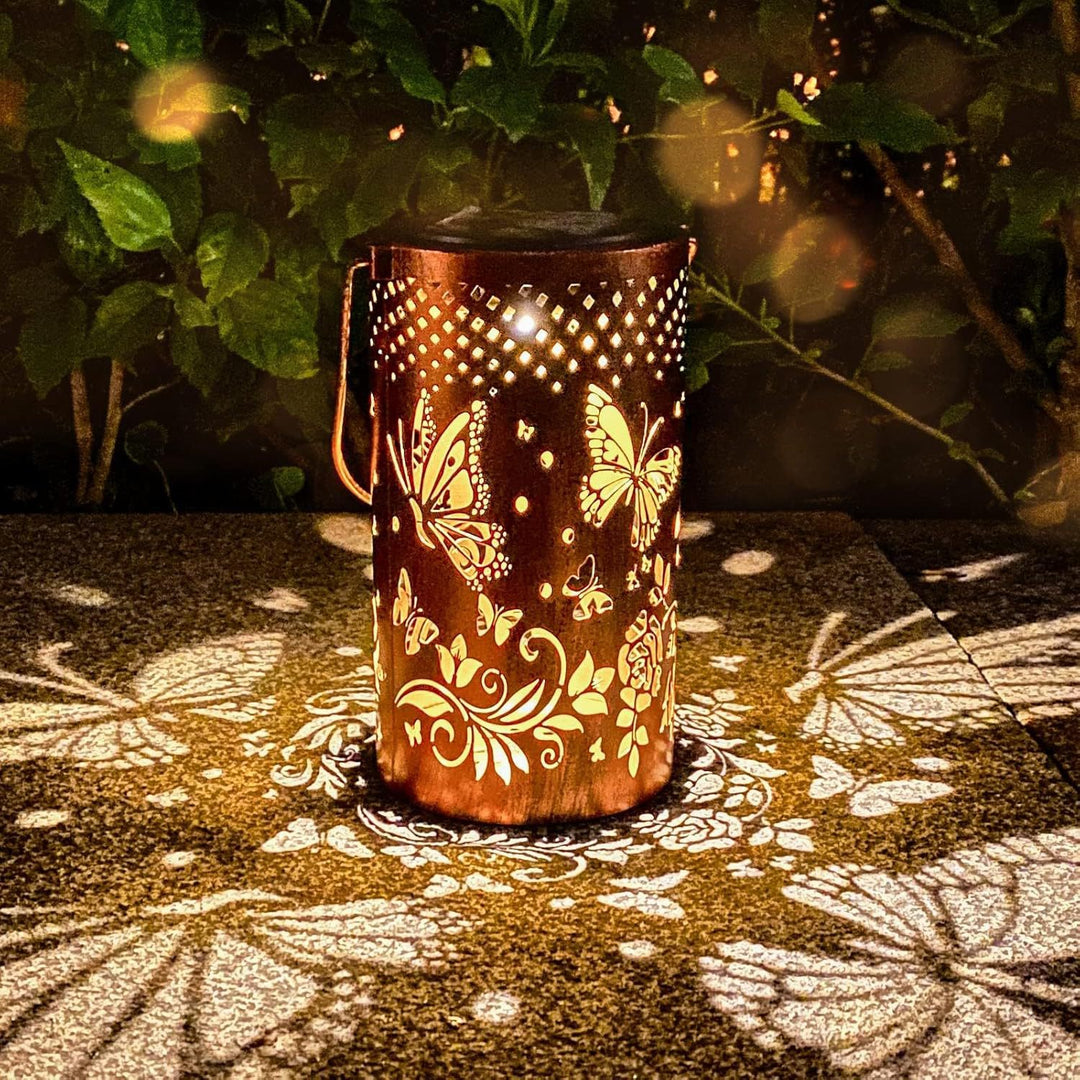 Intricate Metal Shadow Projection Table Lamp With Rechargeable LED Bowlift