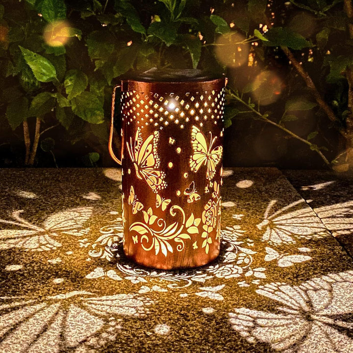Intricate Metal Shadow Projection Table Lamp With Rechargeable LED Bowlift