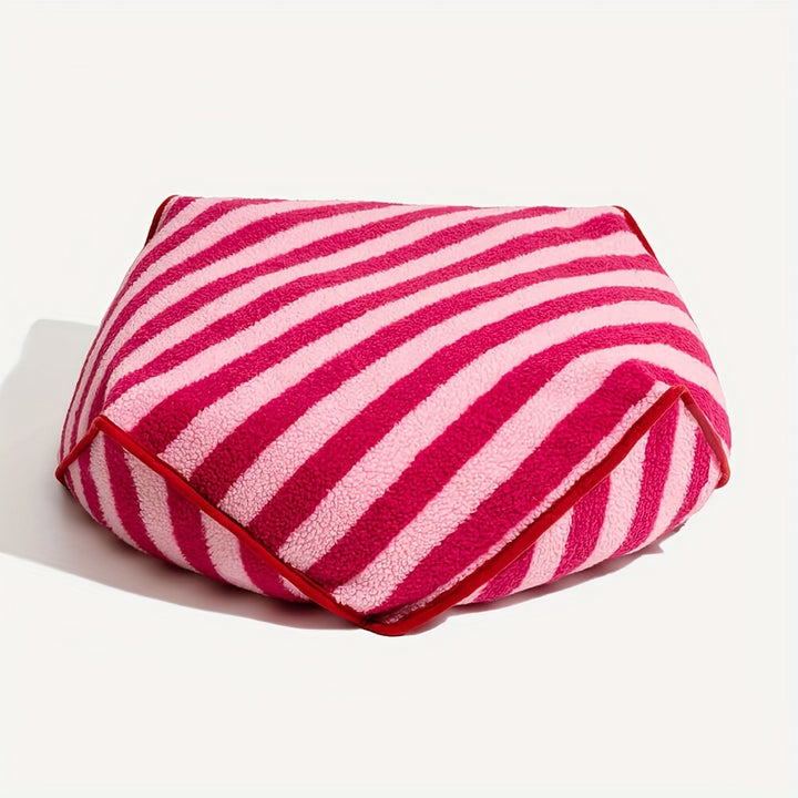 Comfortable Striped Plush Dog Bed