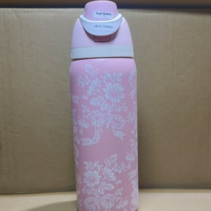 Insulated Stainless Steel Vacuum Water Bottle With One-Touch Flip Lid And Leakproof Safety Lock