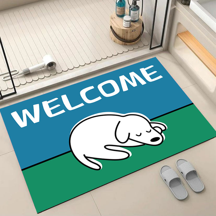 Cartoon Dog-Themed Welcome Mat Bowlift