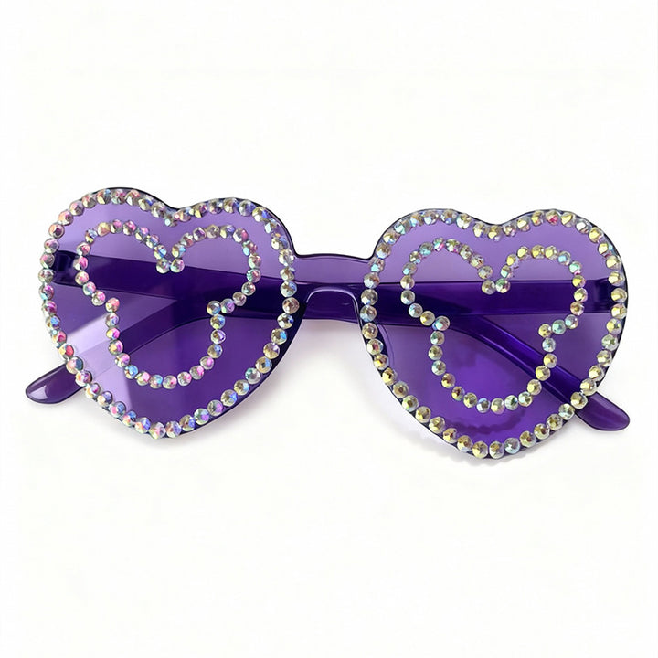 Rhinestone-Accented Heart-Shaped Sunglasses Bowlift 1787141236