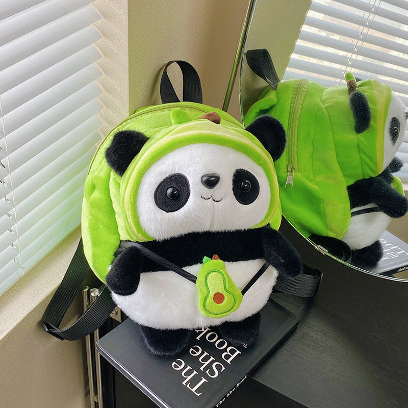 Plush backpack with panda design Bowlift