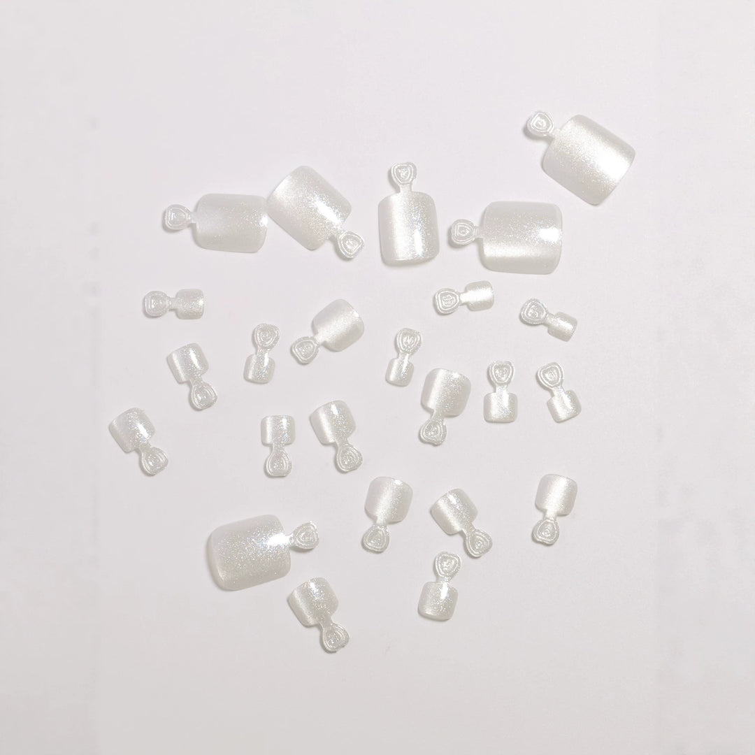 Premium Glittering Pedicure Press-On Nail Set Bowlift
