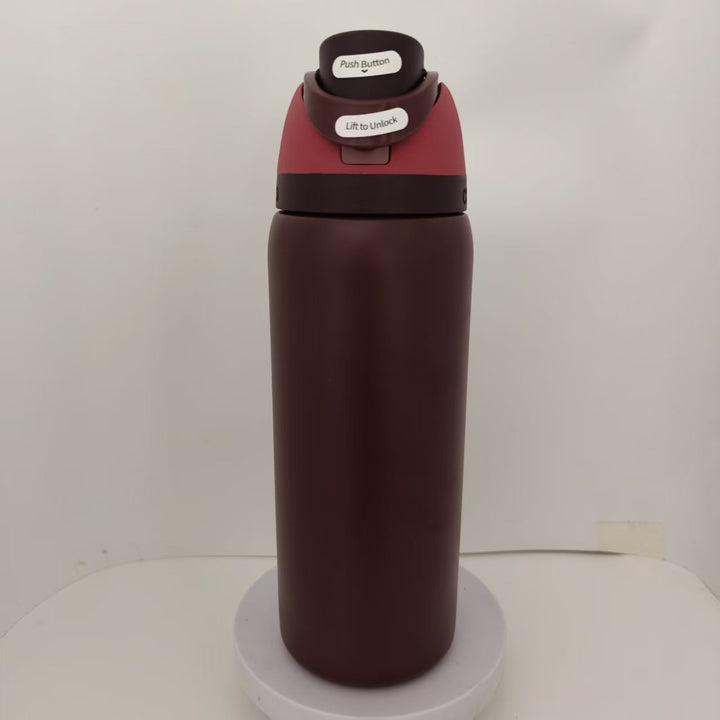 Double-Wall Vacuum Insulated Stainless Steel Travel Bottle With Flip Straw Leakproof Lid And Character Print