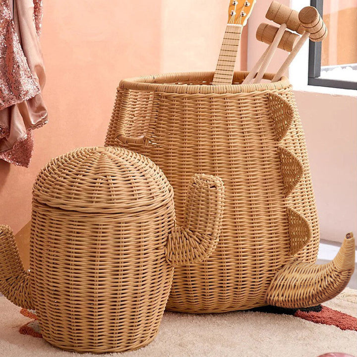 Creative Dinosaur-Shaped Woven Storage Basket Bowlift