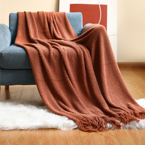 Textured Fringe Throw Blanket Bowlift