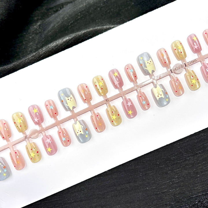 Playful Star-Embellished Press-On Nail Set