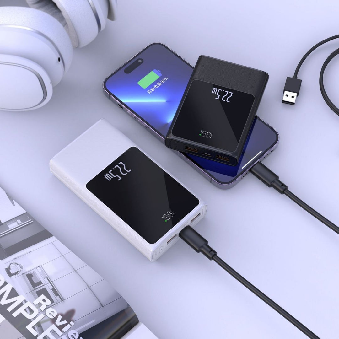Portable power bank with smart LCD display and dual USB ports Bowlift