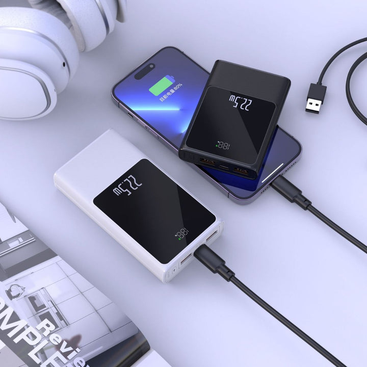 Portable power bank with smart LCD display and dual USB ports Bowlift