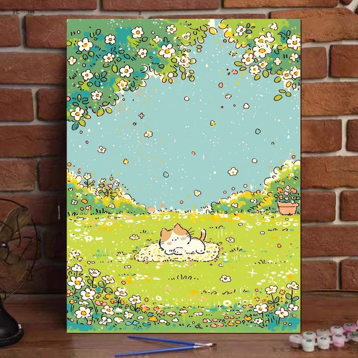 Cute Cat Illustration Canvas Art Print Bowlift