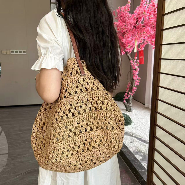Large Basket Shopper Made of Handwoven Natural Material Bowlift