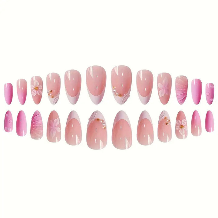 Artistic Floral Design Press-On Nail Set Bowlift