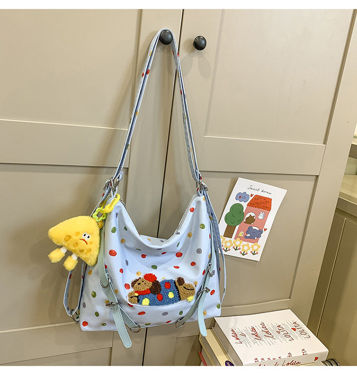 Playful Polka Dot Plush Crossbody Bag Bowlift