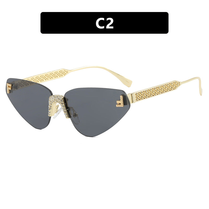 Women Designer Cat Eye Sunglasses with Sparkling Rhinestone Embellishment Bowlift