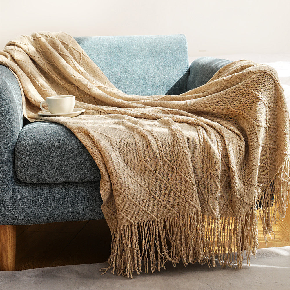 Luxurious Woven Textured Throw Blanket Bowlift