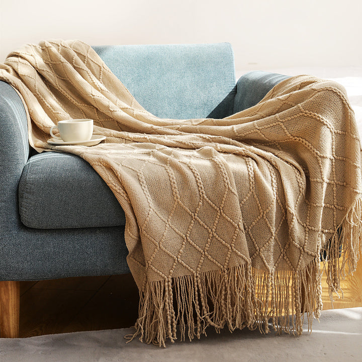 Luxurious Woven Textured Throw Blanket Bowlift