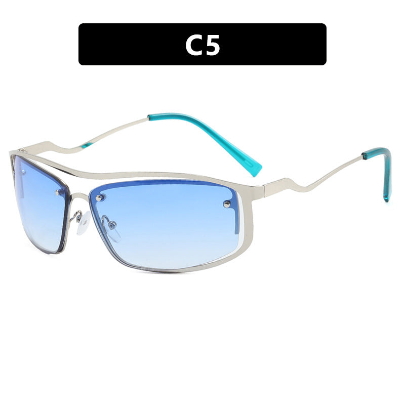 Women’s futuristic sunglasses with an elegant metal frame and high-transparent lenses Bowlift
