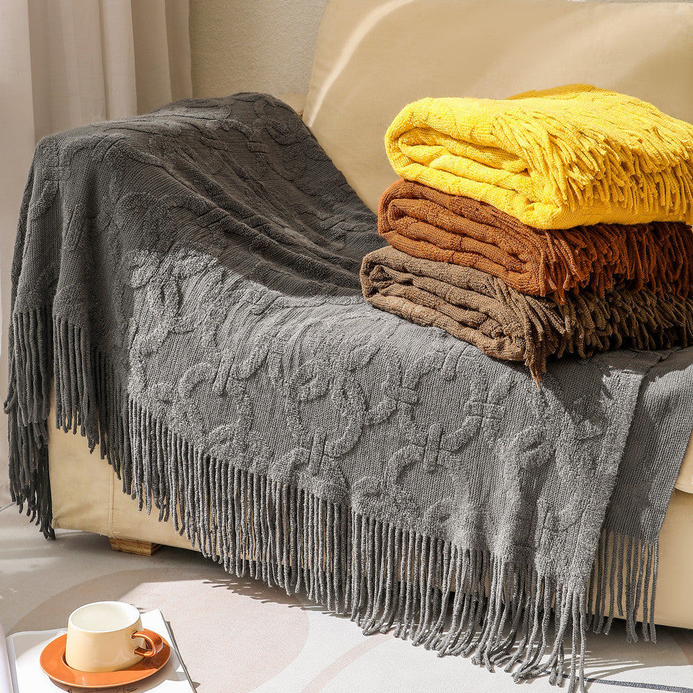 Decorative Fringe Throw Blanket Bowlift