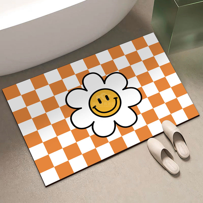 Playful Checkered Bath Mat Bowlift