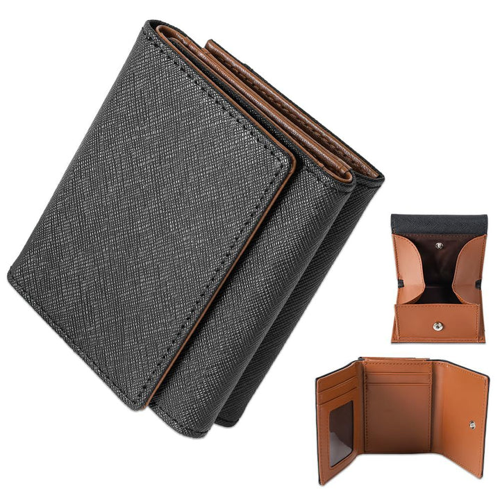 Compact Textured Leather Wallet Bowlift